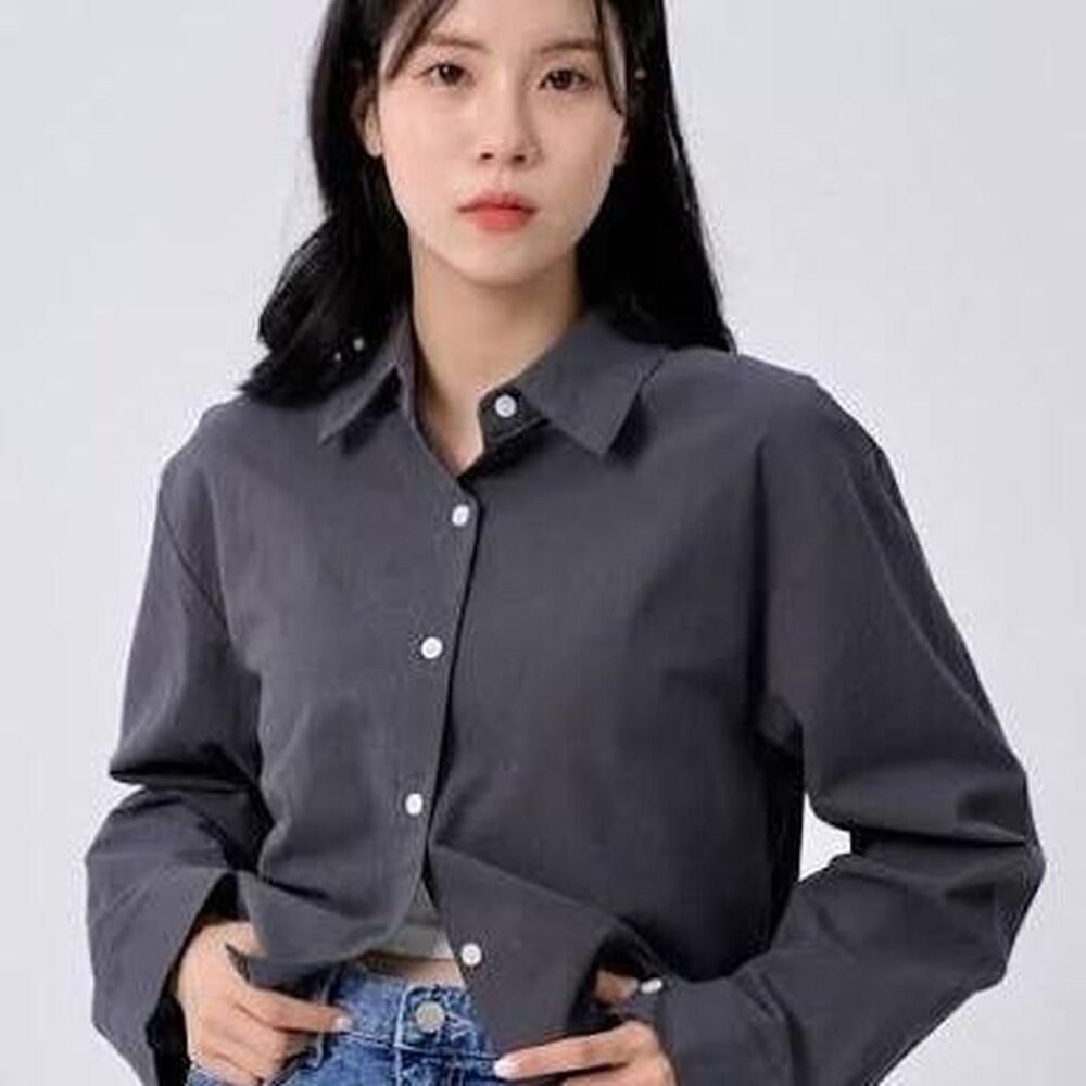 Unbranded Women's Grey and Navy Shirt
